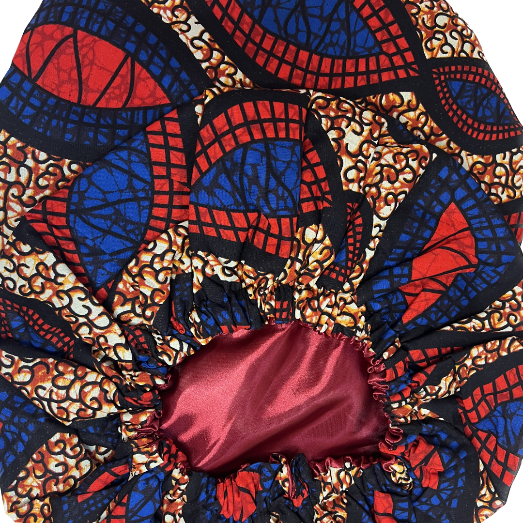 African Print Satin Lined Hair Bonnet