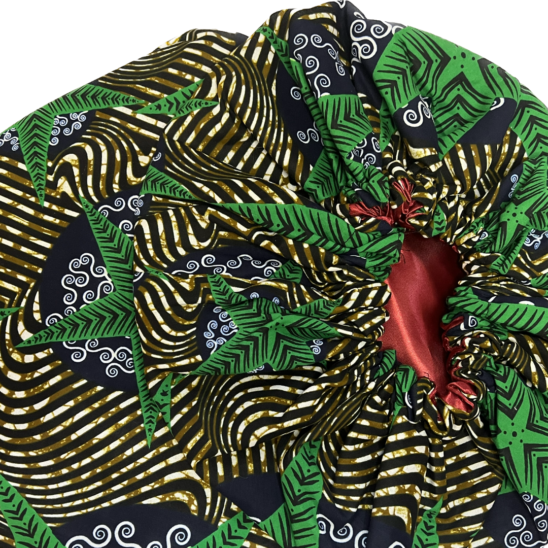 African Print Satin Lined Hair Bonnet